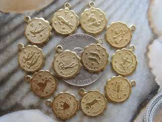 Sets Of Twelve Zodiac Signs Brass Charm Pendant Findings cf046