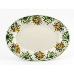 Hand Painted Italian Ceramic 15 inch Oval Platter Frutta Verde 