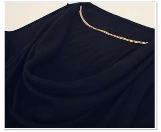 Womens Lady Long Sleeve Cotton Casual Mini Black Dress  