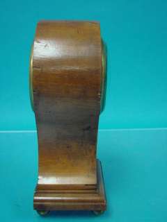 Early Shelf Clock + Key Wood Brass Glass Mantle Tradmark Duverdrey 