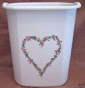 HAND PAINTED WASTE PAPER BASKET/HEART/FLOWERS/NEW BY MB  