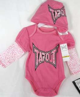 Tapout Infant Baby girl Bodysuit Hat 2 Piece pink onesie kid  