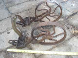 Cast Iron wheel hoe Antique Planet Jr Farming Equipment c1900 art 
