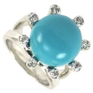  Round Turquoise & CZ Ring Jewelry