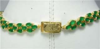 12,995 18k 14k gf Emerald Green Stones Necklace bracelet earrings Set 