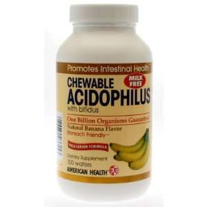 American Health   Chewable Acidophilus with Bifidus, Banana 100 Wafers