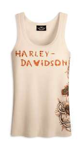 NWT Harley Davidson Ladies Creme Rose Tank 96130 10vw L  