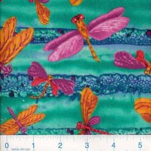   45 Wide Dragon Flies Green Fabric By The Yard Arts, Crafts & Sewing