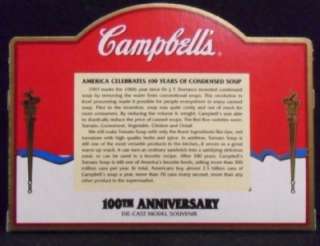CAMPBELLS SOUP 100TH ANNIVERSARY DIE CAST TRUCK CAR NEW  