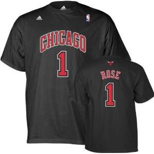 Derrick Rose adidas Black Name and Number Chicago Bulls T Shirt 