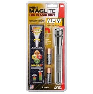 MAGLITE SP2209H 2 AA Cell Mini LED Flashlight with Holster, Gray 