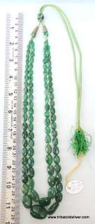 330 CT NATURAL EMERALD TWO STRAND BEADS NECKLACE ZAMBIA  