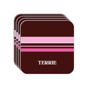 Personal Name Gift   TERRIE Set of 4 Mini Mousepad Coasters (pink 
