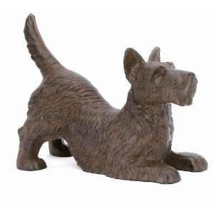  Cast Iron Scottie DOG Playful Door Stop Wagging Tail 
