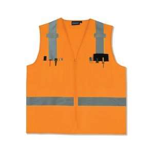   Woven Oxford Zipper Hi Vis Orange Size 5X  LARGE