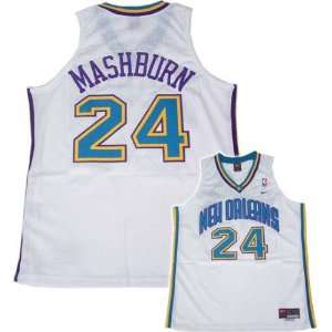 Nike New Orleans Hornets #24 Jamal Mashburn White Swingman Jersey 