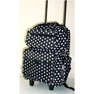 Black White dot travel wheel backpack 