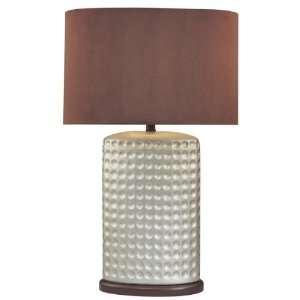   P288 04 Table Lamp Silver Brown Faux Suede Portables