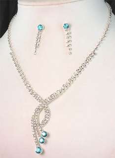Bridal Austrian Crystal Necklace Earrings Set Prom N62  