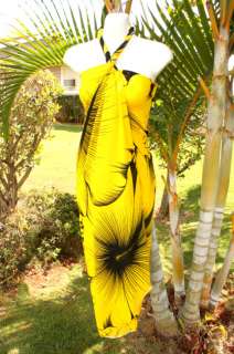 Sarong Hawaii Hawaiian Cover up Cruise Beach Wrap Dress ~ YELLOW GIANT 