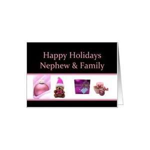  nephew & family Happy Holidays Pink Christmas Collage card 