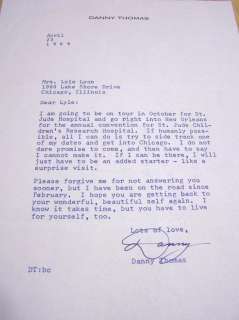 Signed Autographed DANNY THOMAS Letter 1969  