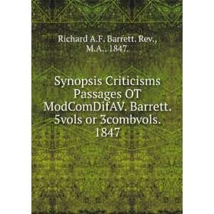   or 3combvols. 1847. M.A 1847. Richard A.F. Barrett. Rev. Books