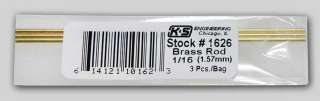 Engineering # 1626  1/16 (1.57mm) Round Brass Rod  pack 