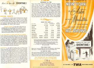 Vintage Travel Brochure TWA 1959 New York City BROADWAY  