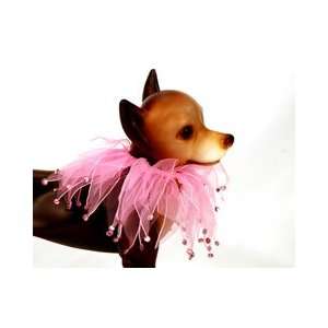   Light Pink Rhinestone Party Collar Boa for Dogs (XLarge)