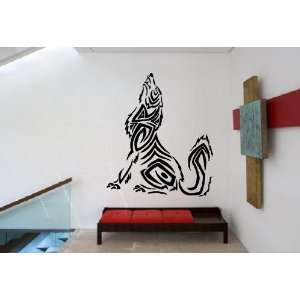 Wolfs Howl to the Moon Animal Design Wall Mural Vinyl Decal Sticker 