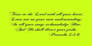 Trust in the Lord w/all your heart Proverbs 35 6 Vinyl Wall Art Word 