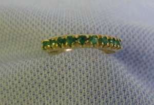 18 KT Yellow Gold Ladys 9 brilliant cut emerald size 6.5 ring (15 