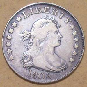 1806 B 5 R4+ Scarce VF Draped Bust 25 Cents  