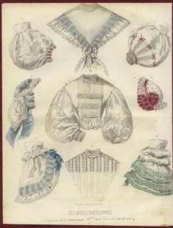 ORIGINAL LES MODES PARISIENNES colored prints 1860  