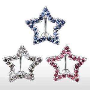   Gem Paved Star   14G   3/8 Bar Length   Sold Individually Jewelry