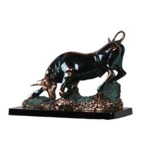  Bull on Grass Readying to Fight Ancient Pure Copper Mixed 