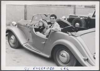   Auto Automobile Photo Man & 1950s Singer 4AD Sports Car 540372  