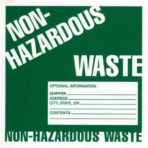 Label, Non regulated Waste, 25/pk  Industrial & Scientific