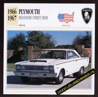 1966 1967 PLYMOUTH BELVEDERE STREET HEMI Car PHOTO CARD  