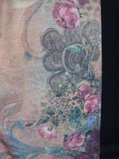   Pettibone Bleu Clair Wild Roses on Leopard Print Long Yoga Pant XL