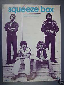 THE WHO SQUEEZE BOX ORIGINAL 1975 VINTAGE SHEET MUSIC  