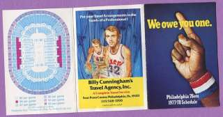 1977 78 Philadelphia 76ers NBA Basketball Schedule K0322  
