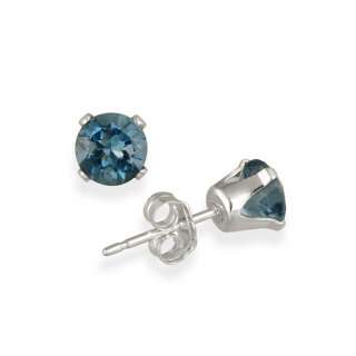 925 Silver London Blue Topaz & Diamond Heart Necklace & Earrings Set 