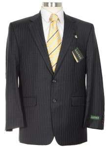 495 Ralph Lauren Mens 44L 2pc Charcoal Gray Pinstriped Wool Suit 