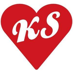 Kansas State Abbreviation KS Heart   Decal / Sticker  