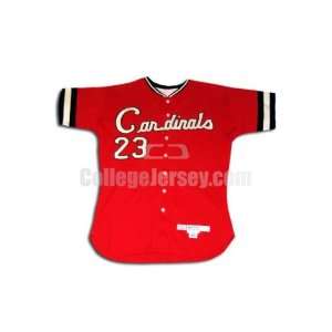 Red No. 23 Game Used Ball State McAuliffe Baseball Jersey  