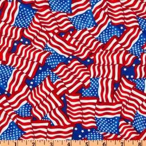  44 Wide 9 11 Tribute Flags White/Red/Blue Fabric By The 