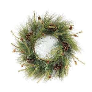   and Long Needle Wispy Pine Wreath, 24 Inch 