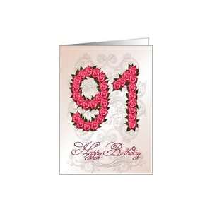  91st birthday card with roses and leaves Card Toys 